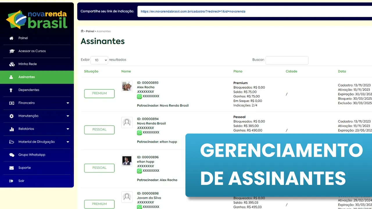 Gerenciamento de Assinantes