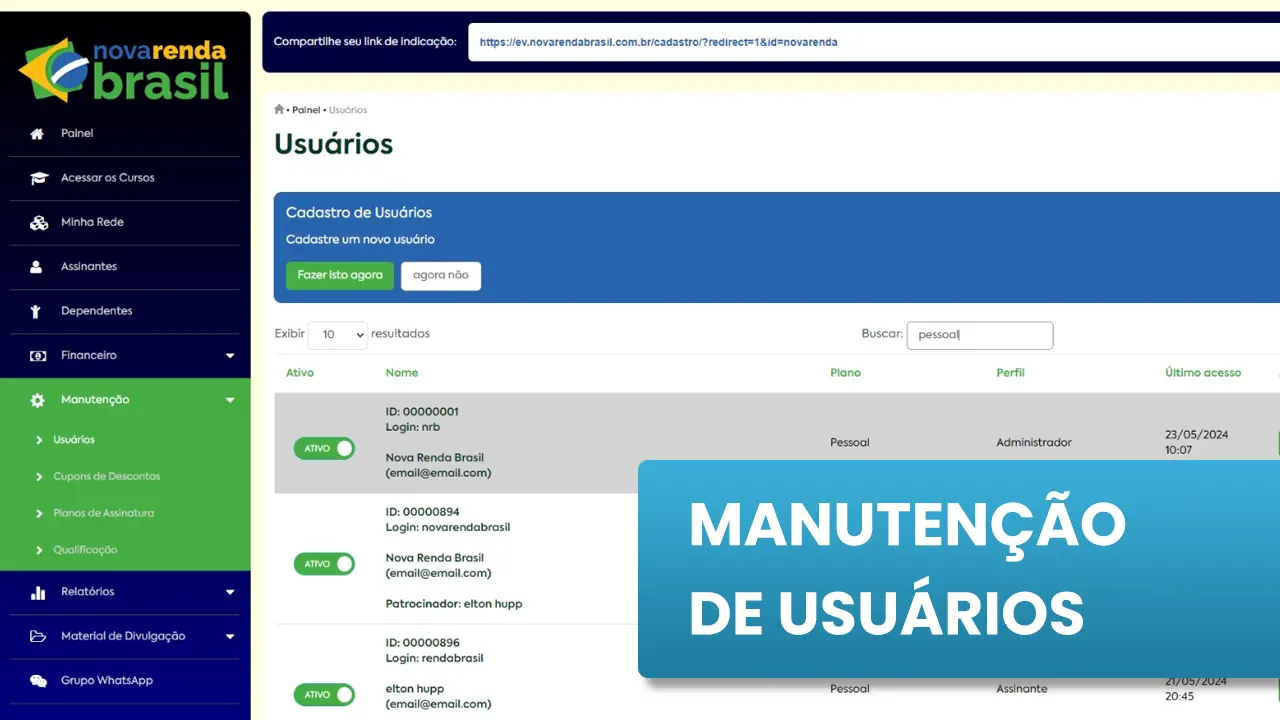 Manutenção de Usuários